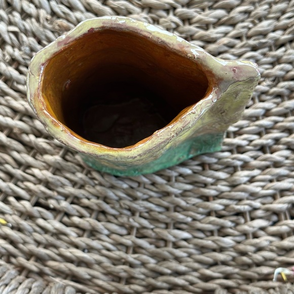 Handcrafted Ceramic Vase - Yellow and Green - Picture 4 of 6